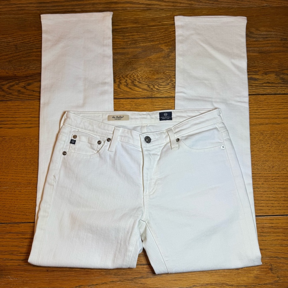 AG Adriano Goldschmied, The Ballad Jeans Boot Cut, white denim Size 27 Inseam 29